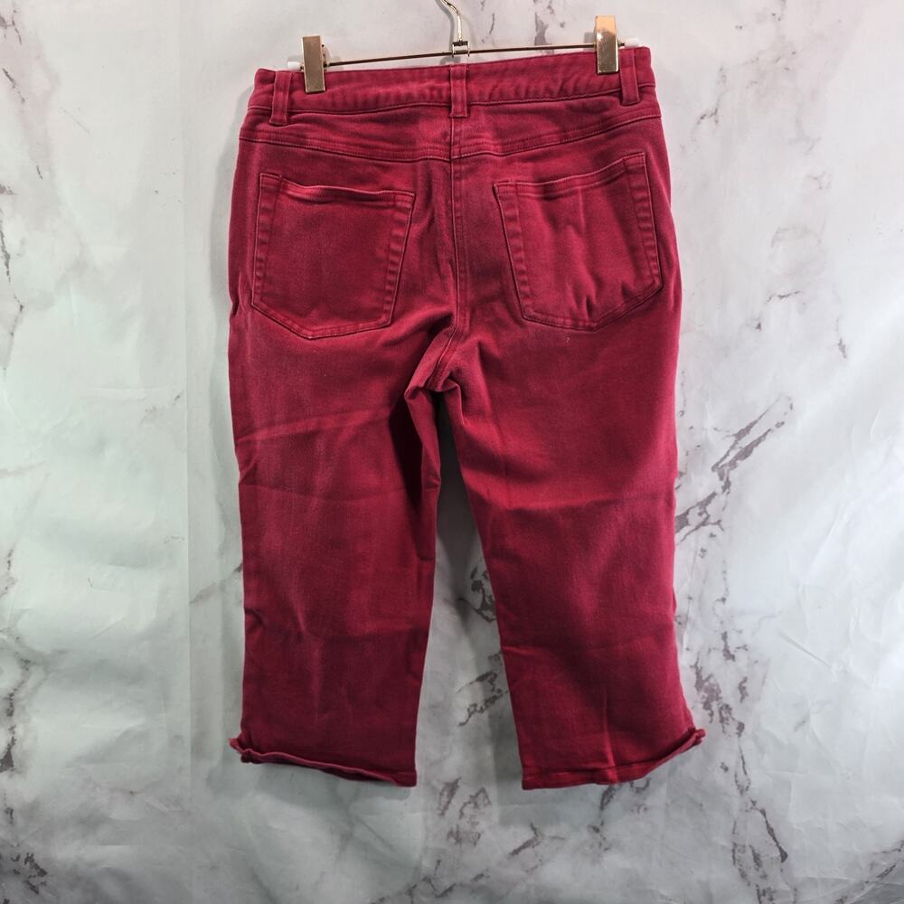 Vintage 90s Y2K Jeans Womens 26 Red High Rise Capri Crop Denim Rigid